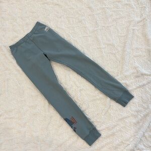 Roots kids sweat leggings size youth large in greenish grey/blue